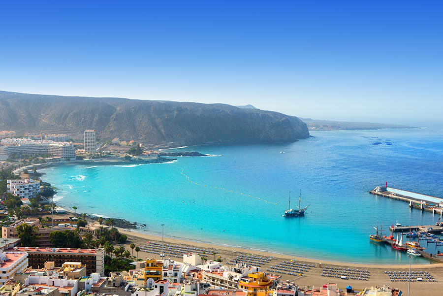 Vue de la plage de Los Cristianos